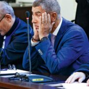 Andrej Babiš u soudu v kauze Čapí hnízdo.