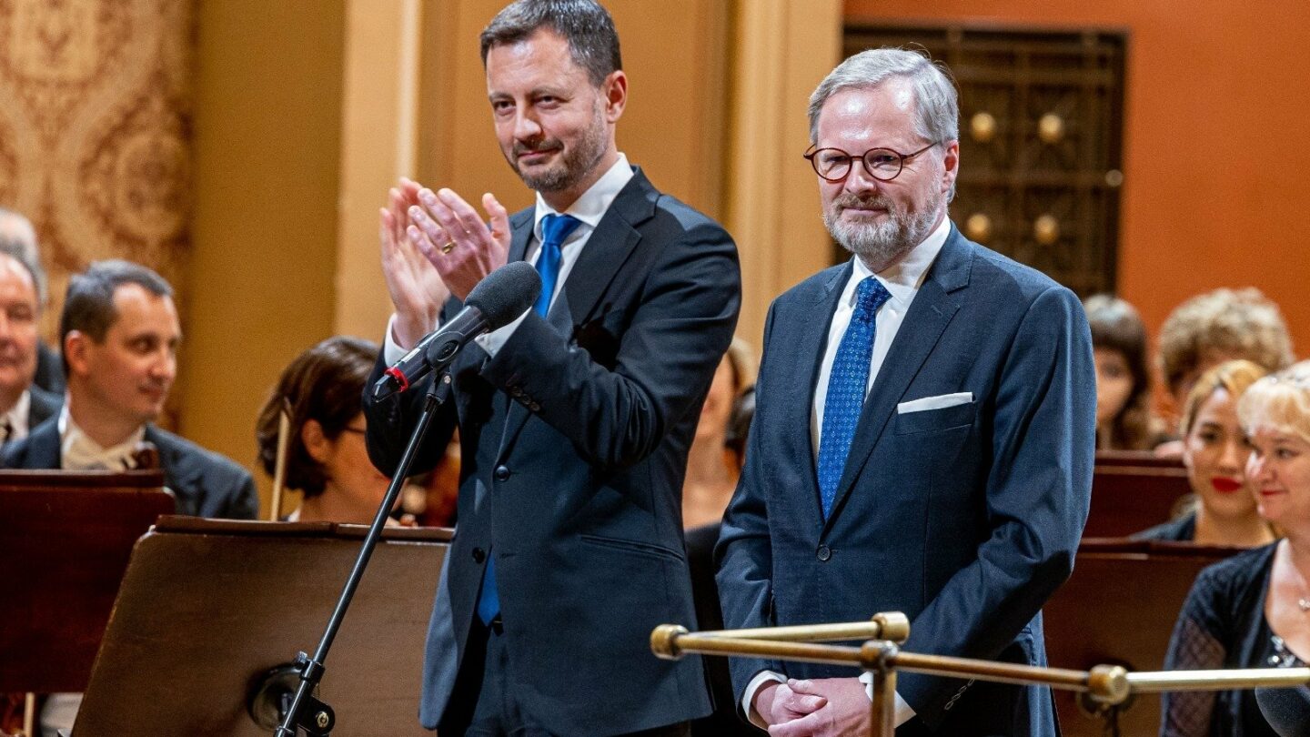 Premiér Petr Fiala (ODS) s předsedou vlády Slovenské republiky Eduardem Hegerem