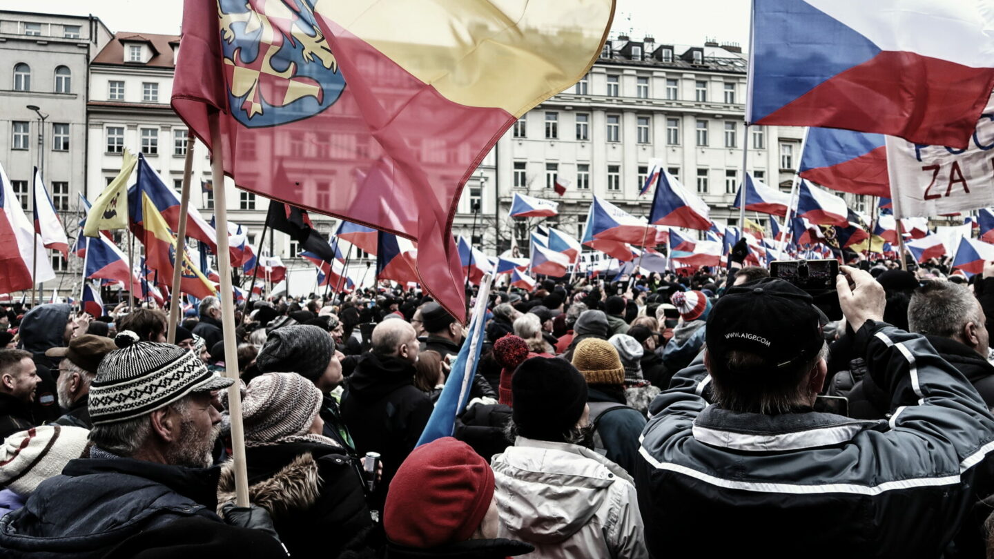 Demonstranti na Rajchlově akci.