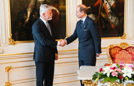 Prezident Petr Pavel přijal britského prince Edwarda v Trůnním sále Pražského hradu