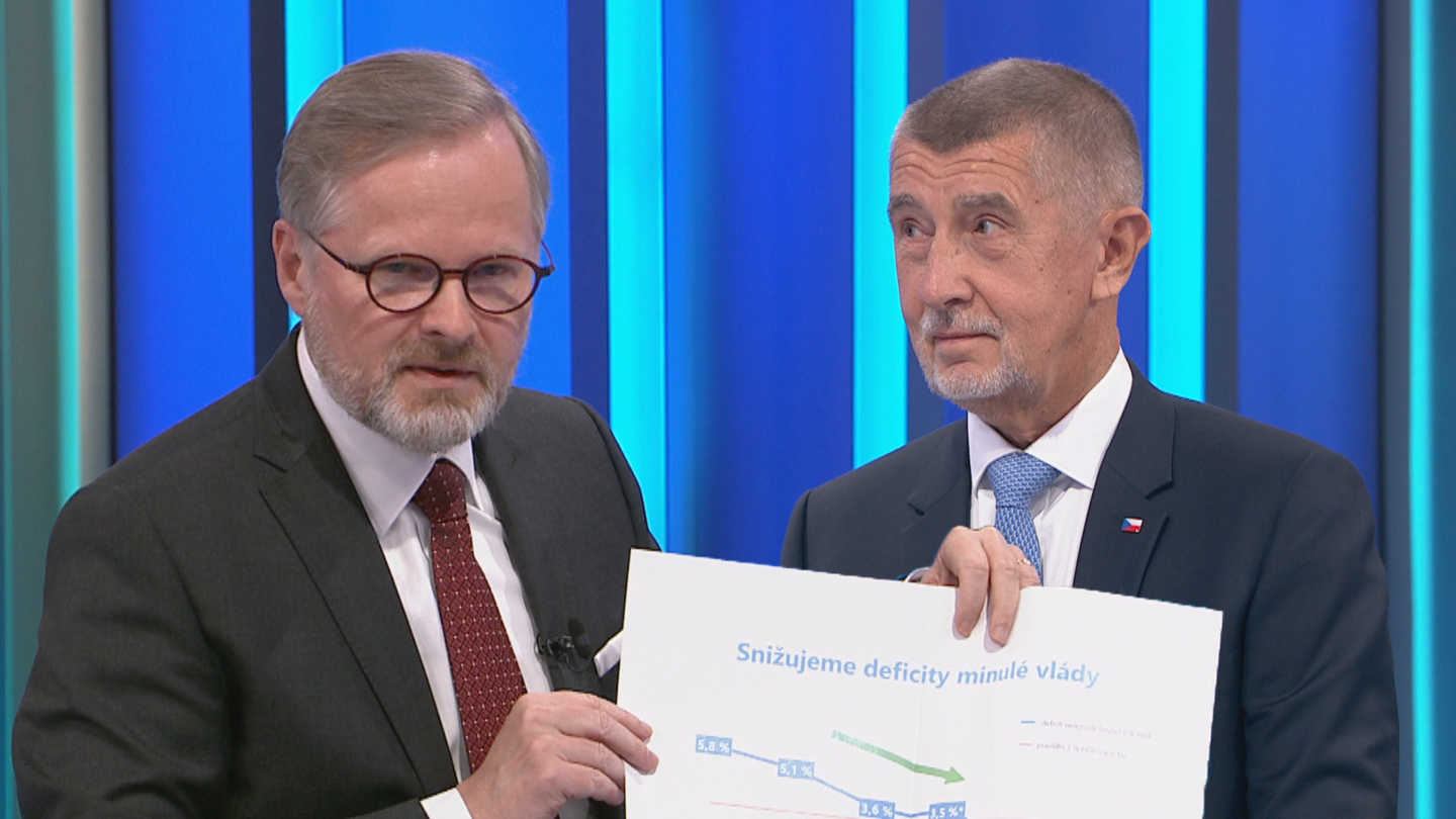 Premiér Petr Fiala (ODS), Andrej Babiš (ANO)