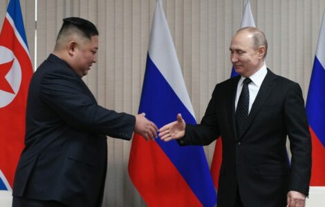 Kim Čong-un, vůdce Severní Koreje,  a Vladimir Putin, vůdce Ruska