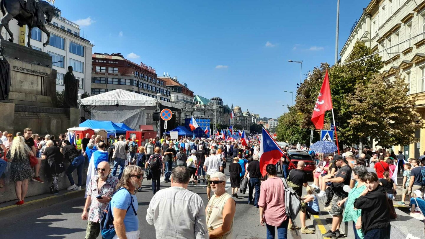 Demonstrace Jindřicha Rajchla na Václavském náměstí