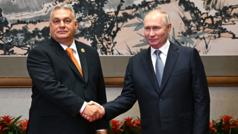 Ruský diktátor Vladimir Putin s maďarským premiérem Viktorem Orbánem
