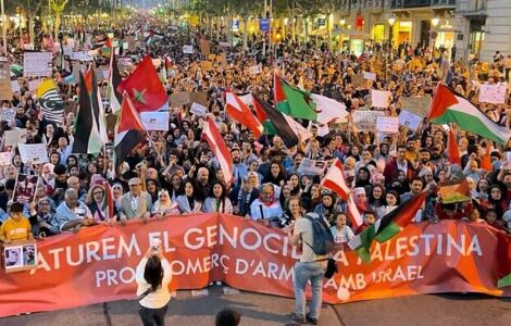Demonstrace na podporu Palestiny 21. října v Barceloně.
