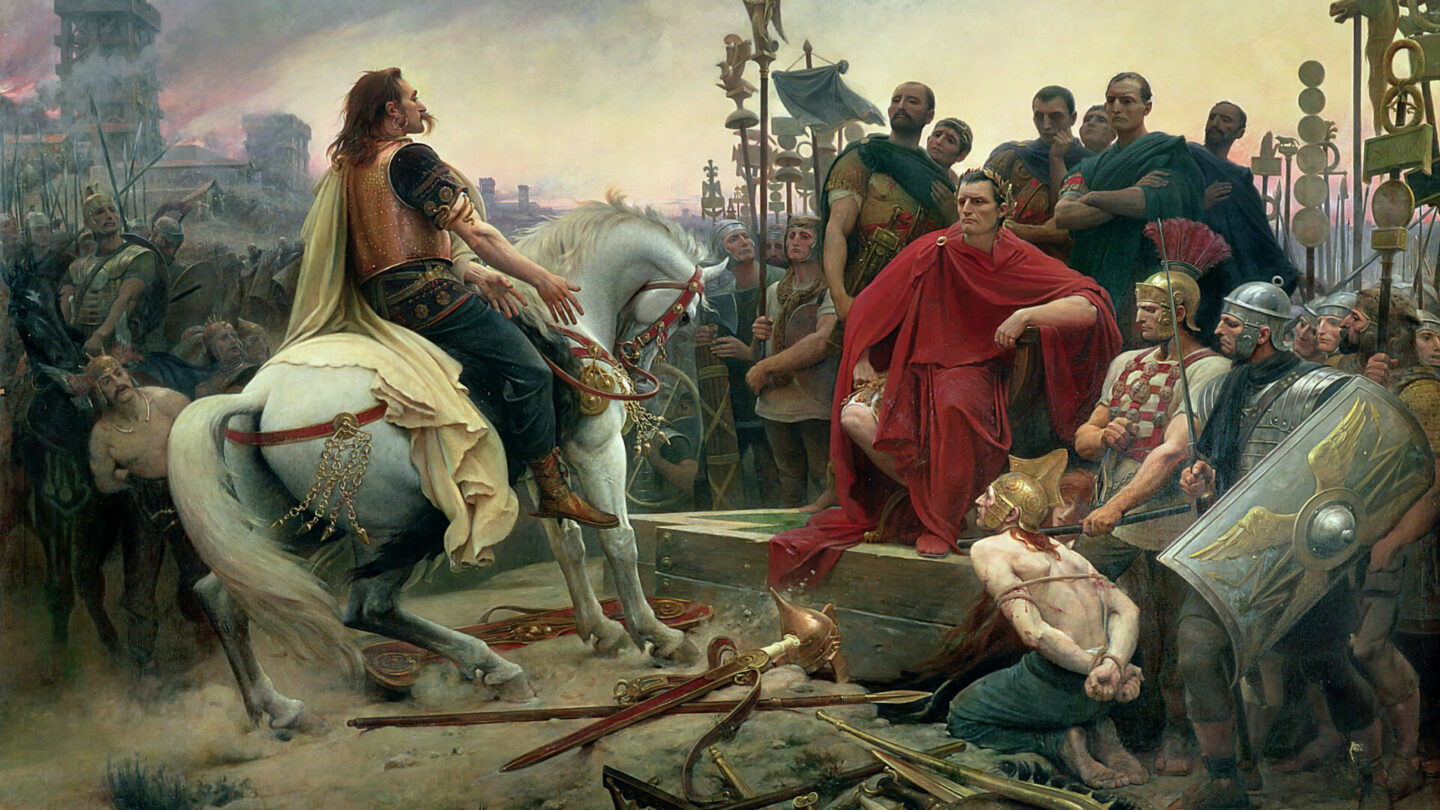 V Galii se Caesarovi dařilo. Ke kapitulaci přiměl i obávaného galského vojevůdce Vercingetoriga.
