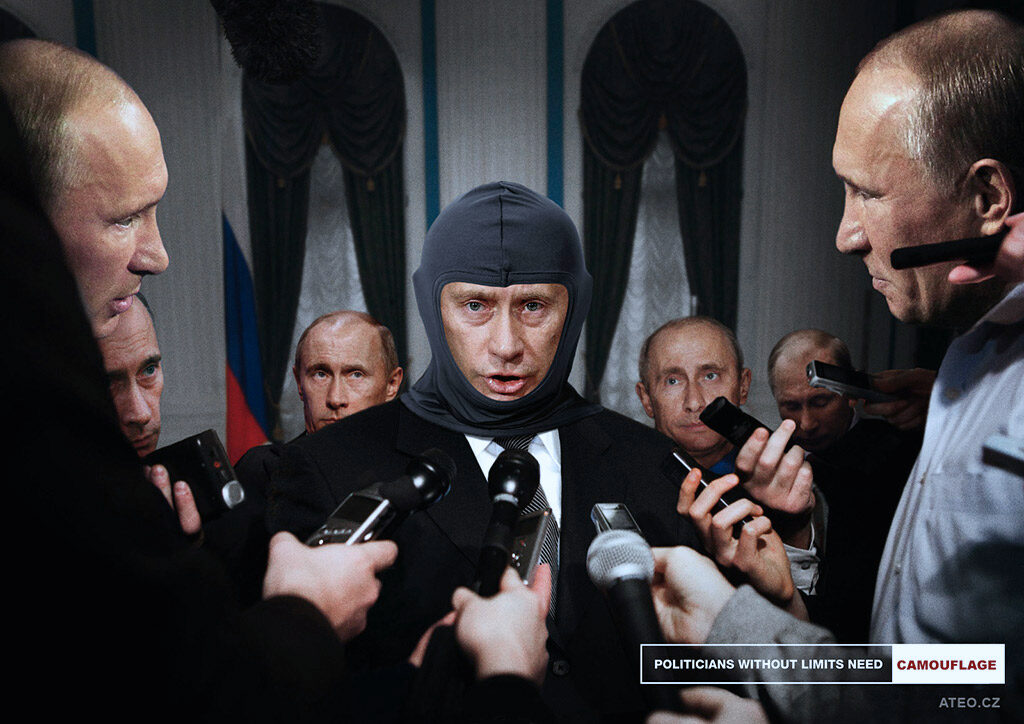 Vladimir Putin, fotomontáž.