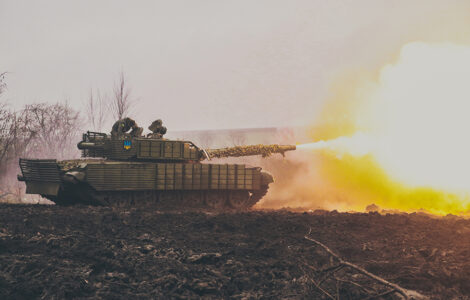 Ukrajinský tank na frontě.