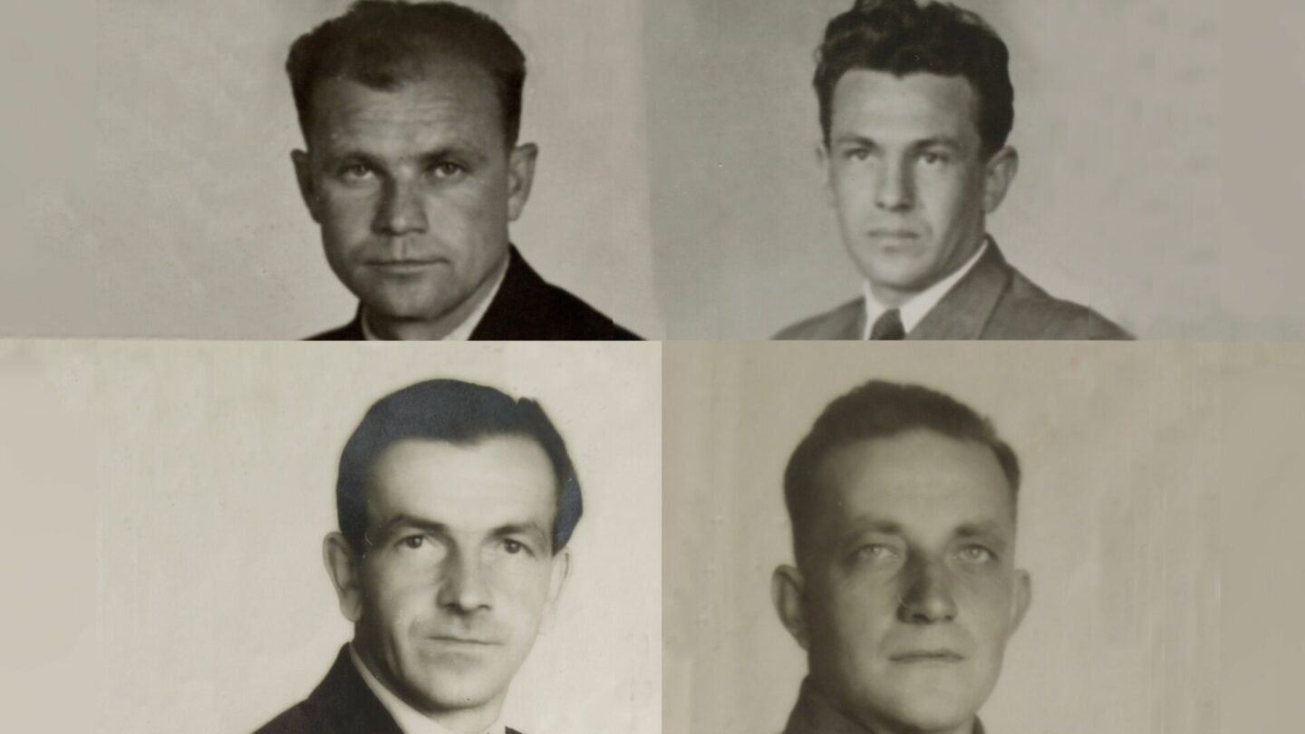Členové výsadku Potash: Jan Bartejs (vlevo nahoře), Josef Machovský (vpravo nahoře), Oldřich Pelc (vlevo dole), Stanislav Zuvač (vpravo dole