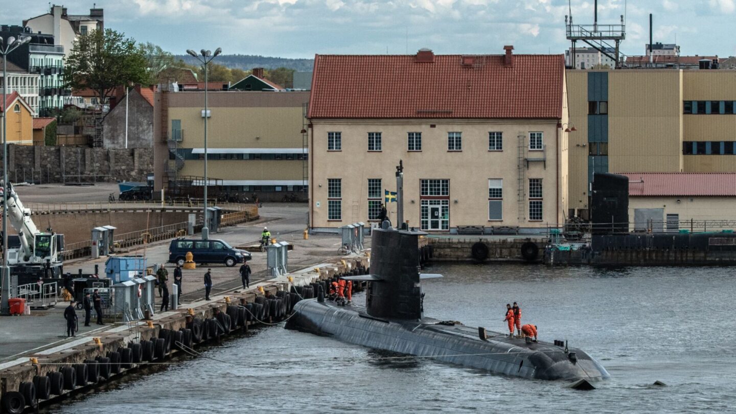 Švédská ponorka HMS na námořní základně v Karlskroně, ilustrační foto