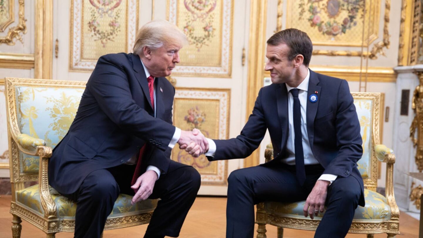 Donald Trump s francouzským prezidentem Emmanuelem Macronem v roce 2018.