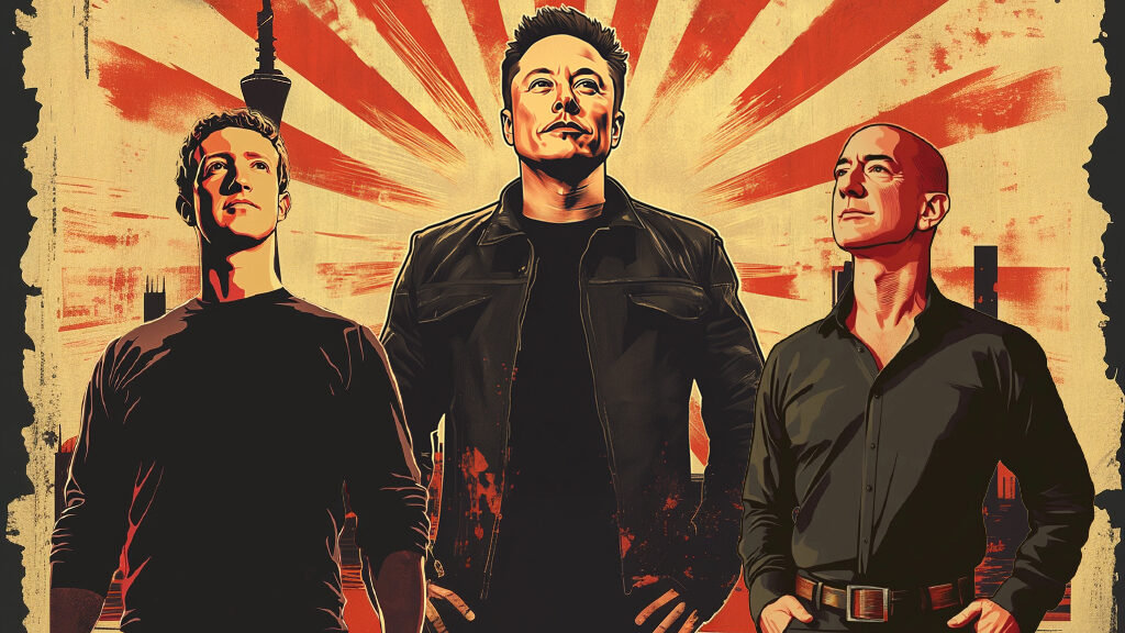 Mark Zuckerberg, Elon Musk a Jeff Bezos