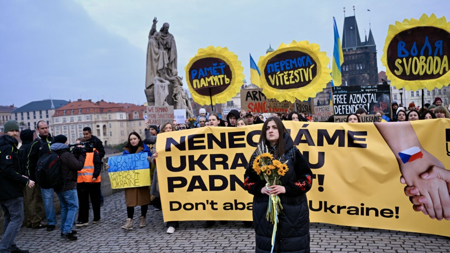 Demonstrace na podporu Ukrajiny