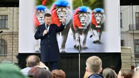 Předvolební jarmark hnutí SPD v Jihlavě.